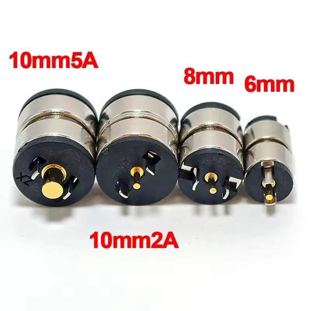 2p round 10A high current magnet suction spring pogo pin connector, male and female probe DC power charging magnetic