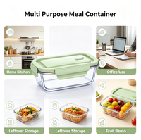 Boîte à lunch en verre résistant à la chaleur, compatible micro-ondes, anti-fuite, sans BPA, pour repas de travailleurs, stockage de fruits, avec couvercle
