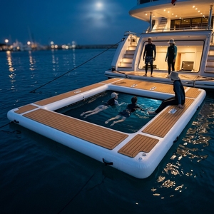 Plateforme flottante DWF personnalisée en gros avec <span class=keywords><strong>piscine</strong></span> intégrée à filet fermé pour station balnéaire – Commande en gros - Product Image 5