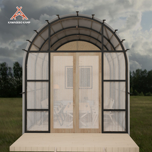 Kawagebo Kamp Outdoor Glamping Luxury Tent Waterproof Oxford Fabric with Acrylic Door on Wheel Flooring Wagon Tent for <strong>Camping</strong> - Product Image 2