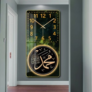 Hồi giáo Đồng hồ treo tường sơn nghệ thuật in kim loại khung bức tranh tường cho ramadan hồi giáo kiến trúc pha lê sứ tường trang trí - Product Image 2
