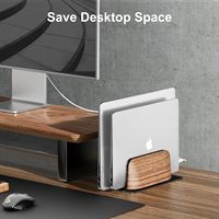 Penyangga Laptop Vertikal Kayu Dua Slot, Hemat Tempat, Stabil, untuk Meja Kantor, Pengaturan Kerja Sehari-hari, Berbagai Skenario