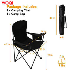 Chaise de plage pliable Woqi en tissu Oxford rouge, chaise de camping portable avec sac de transport, design minimaliste - Product Image 4