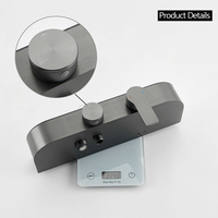 Ensemble de robinetterie de bain et de douche encastrée, finition brossée, avec mitigeur chaud/froid, pommeau de douche pluie rond et douchette à main gris anthracite