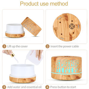 Diffuseur d'arômes à effet bois 700 ml, humidificateur ultrasonique avec motif d'oiseaux de la forêt, pour usage domestique - Product Image 5