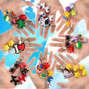 Cute Star Bead Keychain Multi-Charm Colorful Beach Summer Alien Durable PVC Keychains for Daily Use Gift Friends Family Keychain
