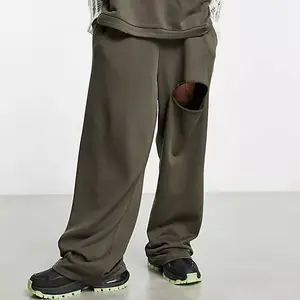 OEM özel üretici Logo büyük boy Sweatpants kargo pantolon erkekler için gevşek sokak tesisat eşofman Jogger