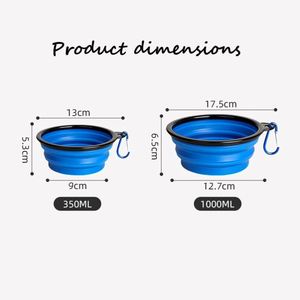 Gamelle portable pliable en silicone avec logo personnalisé, cadre noir et mousqueton, pour chien et chat, gamelle anti-glouton pour la marche en extérieur, accessoires pour animaux de compagnie - Product Image 2