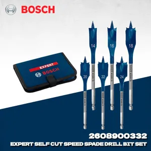 <span class=keywords><strong>BOSCH</strong></span> 2608900332 Expert Self Cut Speed Spade Drill Bit Set 6 pièces 14/16/18/20/22/24mm Perçage à grande vitesse pour le travail du bois - Product Image 1