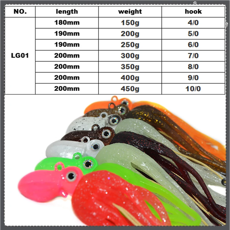 Señivos de pesca diversos y coloridos en forma de calamar para aventuras efectivas