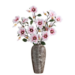 Fleurs artificielles de magnolia Meng Jie, pétales en polyester blanc rosé et blanc jaunâtre, pour décorations de salon et d'hôtel - Product Image 5