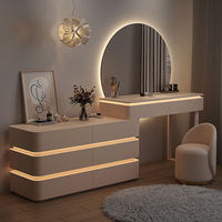 Commode de chambre à coucher en bois massif, modulaire, multifonctionnelle, avec miroir éclairé, style moderne, sensation de luxe haut de gamme