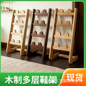 Estante de madera para zapatillas, organizador de almacenamiento de madera maciza de varias capas para entrada y baño, tipo de pie, color madera natural - Product Image 5