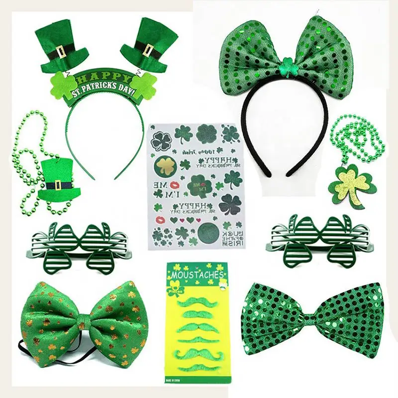 Conjunto de óculos de decoração para festa, conjunto de óculos de festa st patricks, verdes e barato