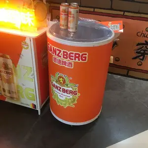 Rotonda barrel energy drink display di raffreddamento frigorifero vetrina
