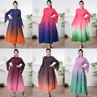 Robe plissée en satin décontractée Miyake pour femmes, nouvelle collection été, col rond, effet dégradé, taille unique, modeste