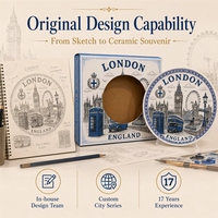 Assiette décorative en céramique souvenir touristique d'Angleterre, Londres, motif Big Ben, œil et drapeau, pour porcelaine, personnalisable OEM ODM, vente en gros