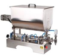 Machine de remplissage de bouteilles de Sauce, Type U, trémie semi-automatique, sirop de miel, tomate, pâte de piment épaisse et visqueuse avec mélangeur