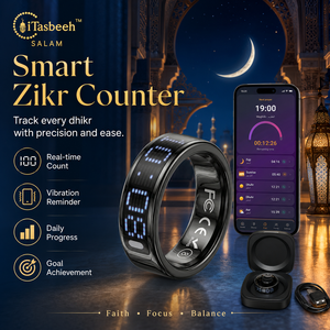 Bague Religieuse Intelligente iTasbeeh Salam avec Affichage LED, Contrôle par Application, Acier Inoxydable, Rappel par Vibration, Suivi du Progrès Quotidien - Product Image 1