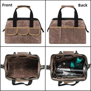 Sac à dos d'électricien personnalisable OEM/ODM à ouverture supérieure, en toile imperméable, rangement universel pour outils de jardinage et de menuiserie - Product Image 4
