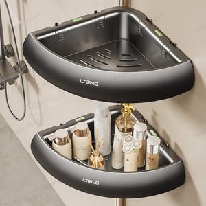 Estante triangular para baño Lteng, estante de almacenamiento de esquina con montaje por succión, soporte de pared duradero para accesorios de baño - Product Image 1