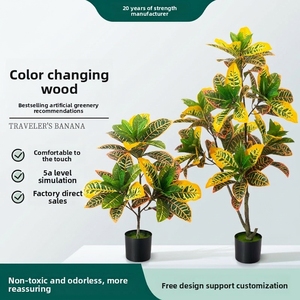 Árbol de Banyan Artificial Realista y Ecológico, <span class=keywords><strong>Planta</strong></span> de Croton Arcoíris Hecha a Mano en Maceta para Decoración de Bodas y Hogar en Año Nuevo - Product Image 1