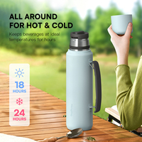Nouvelle gourde isotherme en acier inoxydable avec poignée et couvercle anti-fuite, 40 oz, cadeaux d'affaires