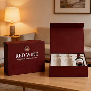 Caja de Regalo Económica para <span class=keywords><strong>Vino</strong></span>, Reciclable, Cuadrada, Pequeña, con Tapa Larga, Base de Cartón, Laminación Brillante, para Dulces o Muestras de <span class=keywords><strong>Vino</strong></span> - Product Image 1