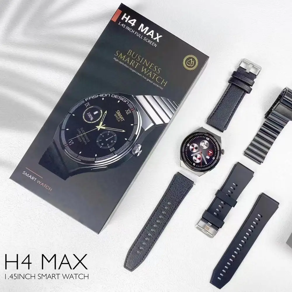 2024 NEUZUGANG H4 MAX Smart Watch mit NFC elektronischer Zahlung smart watch h4 max Reloj Inteligente 3 Riemen für Männer Business