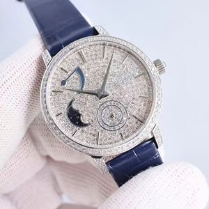 Montre mécanique pour femme avec cadran diamanté, boîtier argenté, phase de lune, réserve de marche, nouvelle collection 2026, élégante et étanche - Product Image 1