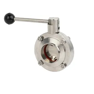 DKV 1/2 inch Butt Weld Sanitary Butterfly Valve DIN Stainless Steel 316L Pull Handle Manual Butterfly Valve
