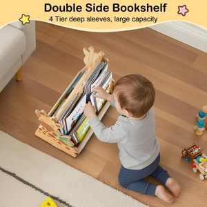 Estantería para Niños - Estantería de Madera de Doble Cara <span class=keywords><strong>con</strong></span> Caja de Almacenamiento de Lona, Apta para Dormitorios y Salas de Estar - Product Image 4