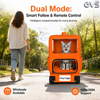 Poussette pour animaux de compagnie OVS Tracker ergonomique, respirante, à 4 roues, durable, avec fenêtre, sécurité, suivi automatique, télécommande