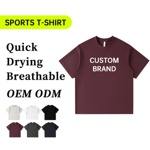 T-shirt de sport pour homme, coupe ajustée, col rond, respirant, imprimé, pour la course et la gym - Product Image 3