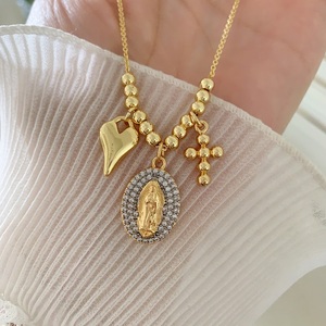 BD-C6768 Collier ras-de-cou simple et raffiné avec pendentifs en émail (cœur, étoile, croix, médaille Vierge <span class=keywords><strong>Marie</strong></span>) – Bijoux chrétiens tendance - Product Image 4