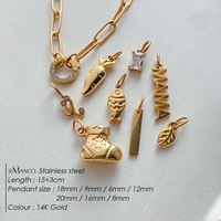 Pulsera de dijes DIY de acero inoxidable y oro de 14K para mujer, resistente al deslustre, personalizable con dijes de pez, zanahoria y Mamá