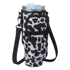 Wholesale Neoprene Water <b>Bottle</b> Insulated Sleeve Adjustable Shoulder Strap 40oz Tumbler Mugs Holder <b>Bag</b> with Zipper Phone Pocket - Product Image 6