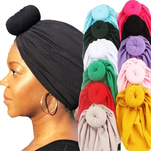 Mode accessoires Frauen Turban Cotton Beanie Hut Winter Warm Soft Cap Solid Knot Soft Wrap für Damen - Product Image 1
