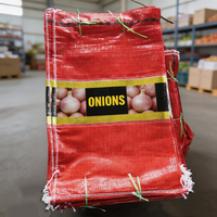 Op maat gemaakte plastic gaas zakken met geweven trekkoord voor aardappelen, uien, 5kg, 10kg, 15kg, 20kg, 25kg, PP gelamineerd, bedrukt logo