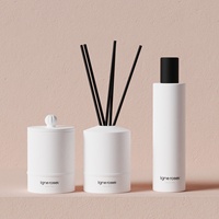 C & H Flacon pulvérisateur en verre pour bougie et diffuseur de roseaux en céramique noir mat de luxe