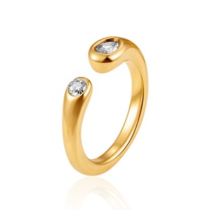 Juego de Anillos de Acero Inoxidable Dorado con Circonitas, 14 Piezas, Anillos de Moda con Múltiples Piedras en Forma de Corazón, Esmeralda y Lágrima, Hipoalergénicos, Venta al Por Mayor OEM - Product Image 4