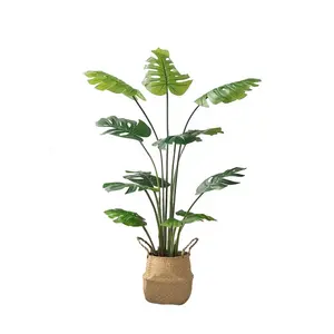 Plantas artificiales Nataural real touch 60cm de haut monstera feuilles en pot arbre fendu philo feuilles intérieur arbre en pot