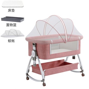 Berceau de chevet <span class=keywords><strong>pour</strong></span> bébé, lit pliant portable <span class=keywords><strong>pour</strong></span> nouveau-né, lit cododo multifonction à bascule avec roulettes - Product Image 4