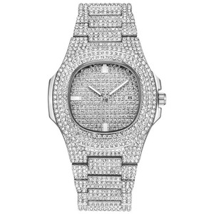 Oem ODM thương hiệu hàng đầu sang trọng Bling thạch anh vuông người đàn ông xem Relojes hip hop vàng đầy đủ kim cương Iced out xem - Product Image 3
