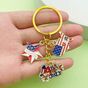 Porte-clés commémoratif personnalisé pour la Fête de l'Indépendance, avec drapeau américain, ballon, chapeau et étoile scintillante - Product Image 5