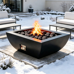 Brasero de jardin demi-cercle en acier Corten Gnee, alimenté au gaz naturel, avec télécommande et électronique intégrée, puissance de chauffage 9999 BTU - Product Image 1