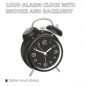 Nouveautés 2026 : Petite horloge de voyage vintage en métal, mouvement à quartz de 4 pouces, horloge de table de bureau avec fonction snooze, fonctionne sur piles - Product Image 4