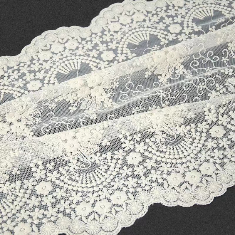 new design custom white cotton vintage embroidery machine lace ribbon boho border lace trim