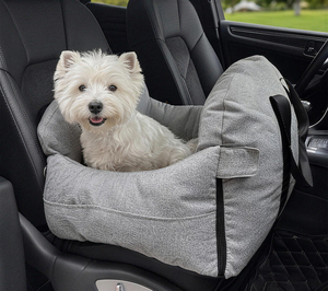 Siège auto pour animaux de compagnie avec ceinture de sécurité - Transporteur de voyage extérieur lavable pour chiens - Fermeture éclair - Tissu en polyester CD durable - Product Image 2