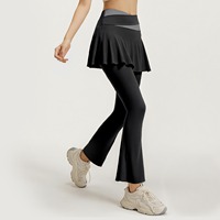 Pantalon de yoga évasé 2026, taille haute, effet amincissant, faux deux-pièces, anti-transpiration, longueur intégrale, color-block